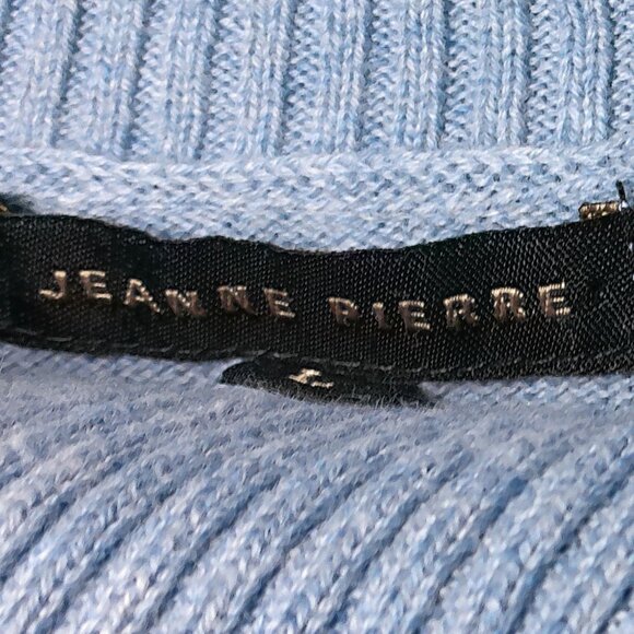 Jeanne Pierre Heather Blue Button Cowl Neck Sweater - Picture 3 of 4